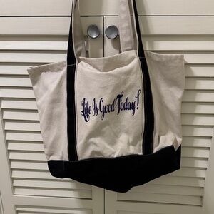 Canvas Tote Bag with Embroidered Text